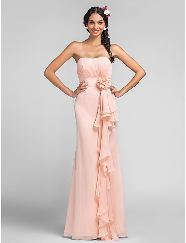 Sheath/Column Sweetheart Floor-length Chiffon Evening Dres